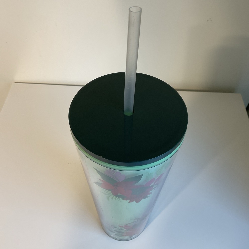 Starbucks 2021 Green Poinsettia Venti 24oz Holiday Tumbler Color Changing Green - Picture 7 of 8